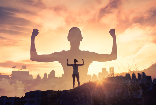 People power and mental strength concept